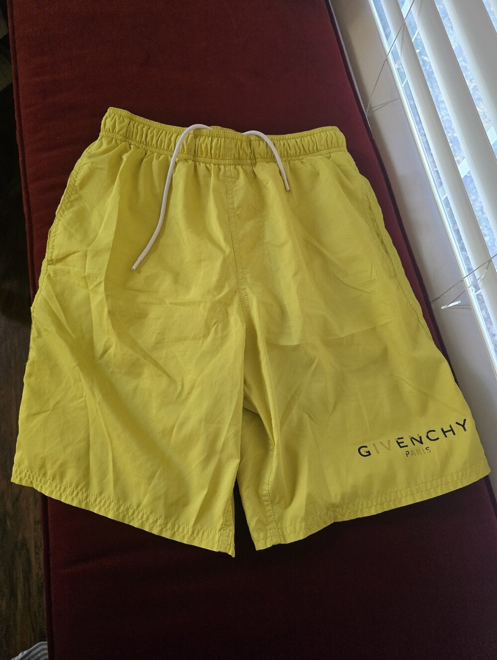 Givenchy Logo Bright Yellow Men’s Swim Board Shorts Size M